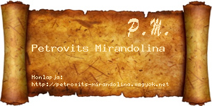 Petrovits Mirandolina névjegykártya